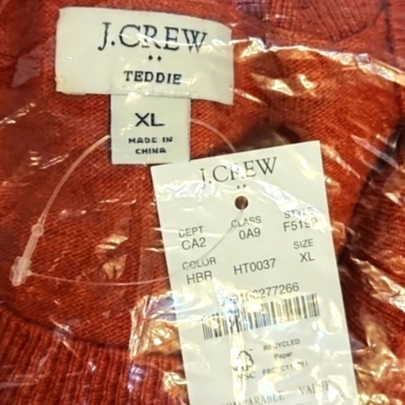 NEW J. Crew Cotton Wool Teddies Sweater Heather Burnished Rust Cabincore Comfy - Picture 11 of 14